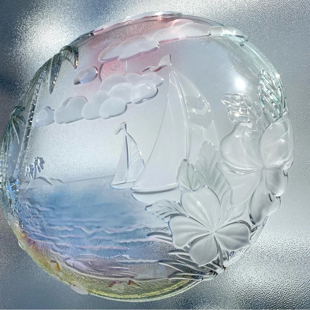 Mikasa Sunrise Bay 18-1/2” Oval Sailboat Nautical Hostess Glass Platter